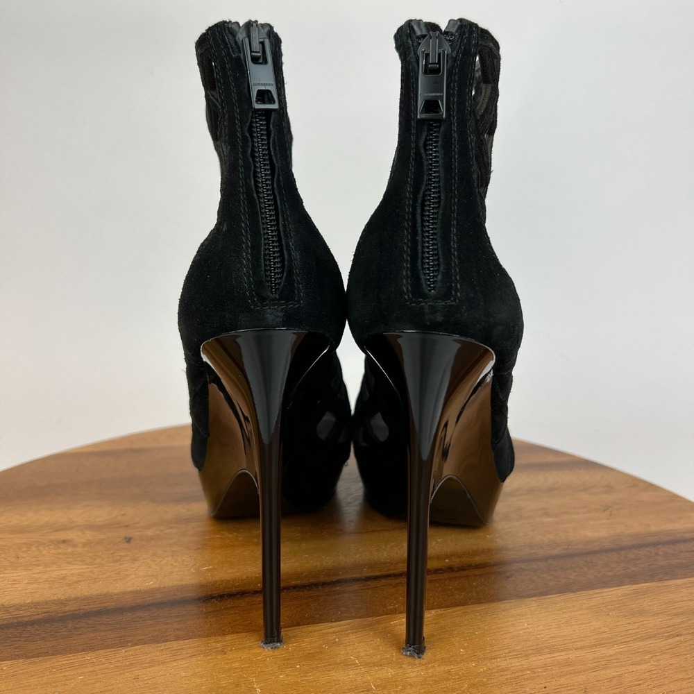Womens Burberry Edenside Cage Black Suede Heeled Ankle Booties‎ Boots Size EU 39 - Picture 5 of 9